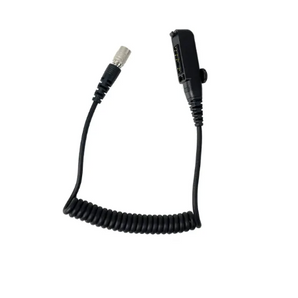 PRO-2x PTT Box Cable Hirose 6P Sepura Rev connector. 27,5 cm spiralkabel